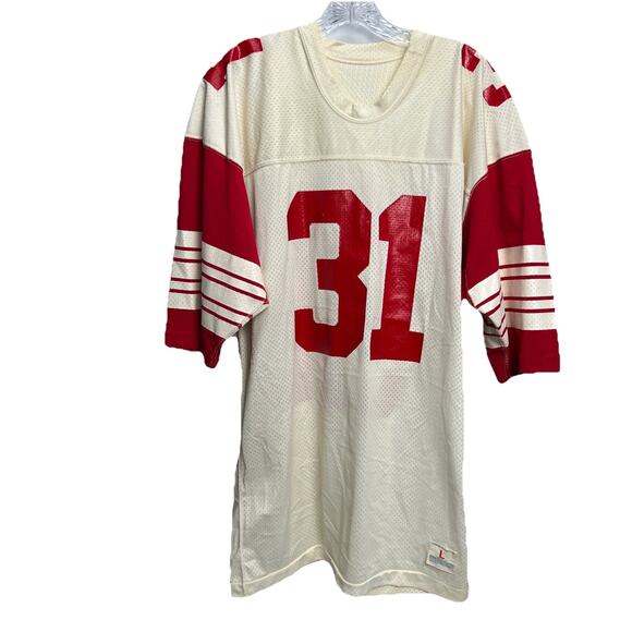Vintage Champion Red White Football Nylon Jersey #31 Size L - Picture 1 of 11